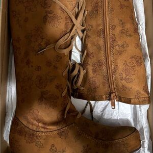 Joyfolie Floral Tan Little Girls Boots